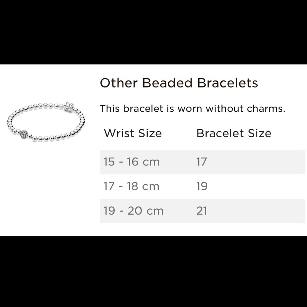 PANDORA SS925 Beaded Bracelet, Pave Accent, Size 6.7”/17cm, NWT! ID 598342CZ-17. - Picture 8 of 11